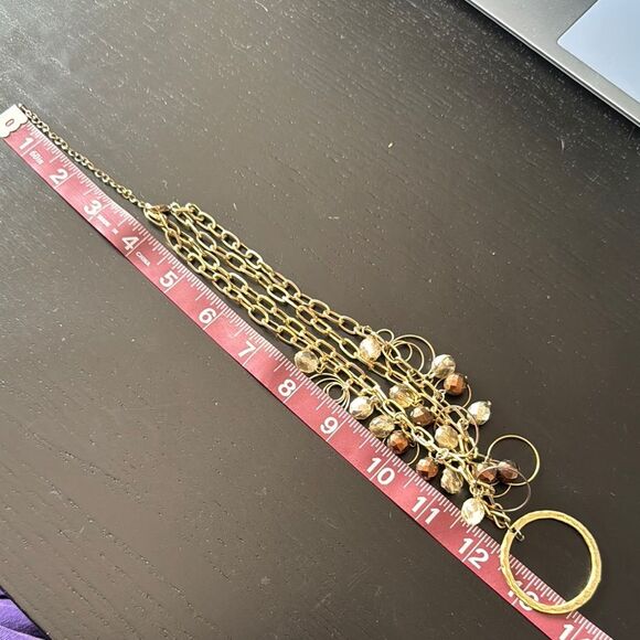 Elegant Gold and Brown Multi-Layer Necklace - Picture 4 of 4